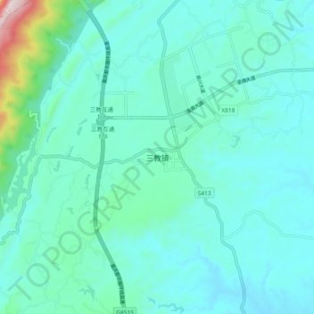 Topografische Karte 三教镇, Höhe, Relief