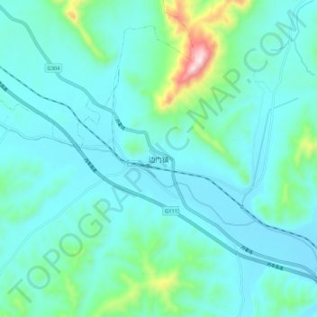 Topografische Karte 边门镇, Höhe, Relief