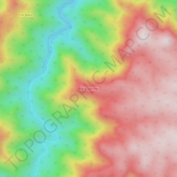 Topografische Karte Black Springs, Höhe, Relief