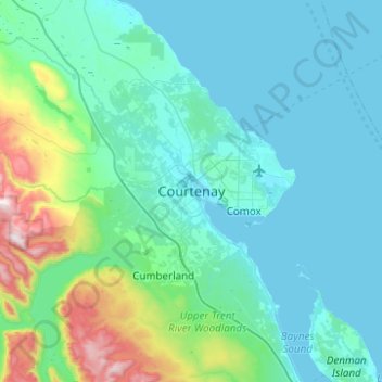 Topografische Karte Courtenay, Höhe, Relief