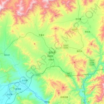 Topografische Karte 五台县, Höhe, Relief