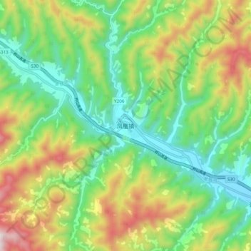 Topografische Karte 凤凰镇, Höhe, Relief