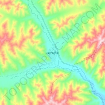 Topografische Karte 科才镇, Höhe, Relief