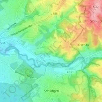 Topografische Karte Edelrath, Höhe, Relief