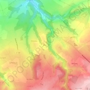 Topografische Karte Bloux, Höhe, Relief