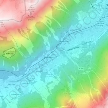 Topografische Karte Les Bossons, Höhe, Relief