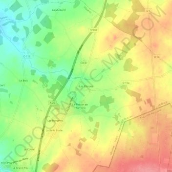 Topografische Karte Les Chirons, Höhe, Relief