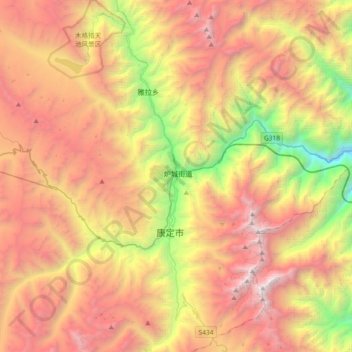 Topografische Karte Garzê Tibetan Autonomous Prefecture, Höhe, Relief