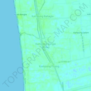 Topografische Karte Kampung Sungai Dedap, Höhe, Relief