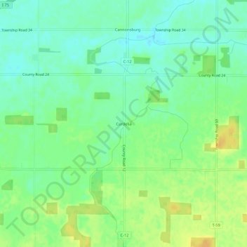 Topografische Karte Cordelia, Höhe, Relief