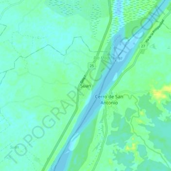 Topografische Karte Suan, Höhe, Relief