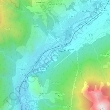 Topografische Karte Le Villaret, Höhe, Relief