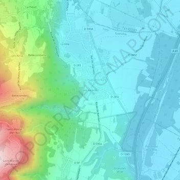 Topografische Karte Les Girards, Höhe, Relief