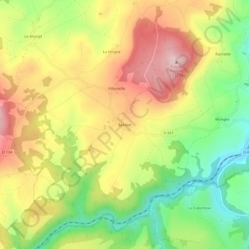 Topografische Karte Banson, Höhe, Relief