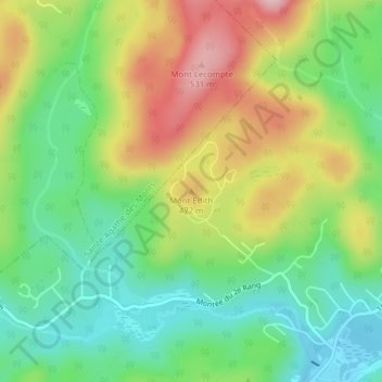 Topografische Karte Mont Edith, Höhe, Relief