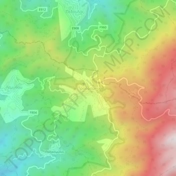 Topografische Karte Prodromos, Höhe, Relief