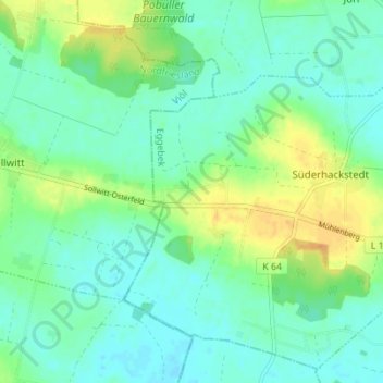 Topografische Karte Koxbüll, Höhe, Relief