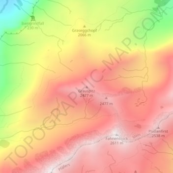 Topografische Karte Grauspitz, Höhe, Relief