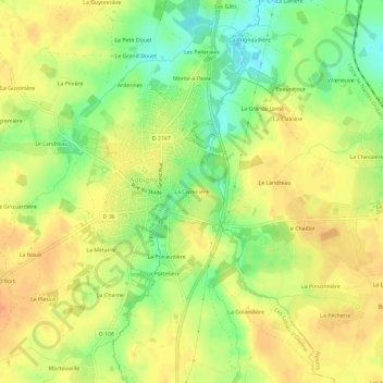 Topografische Karte La Civrenière, Höhe, Relief