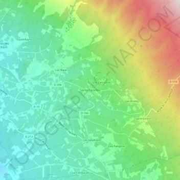 Topografische Karte Sainte-Colombe, Höhe, Relief