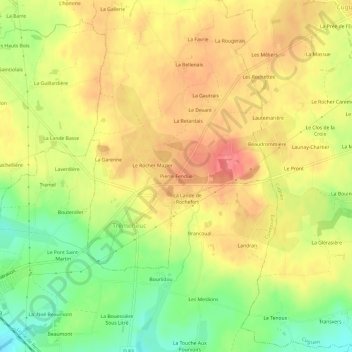 Topografische Karte Pierre Fendue, Höhe, Relief
