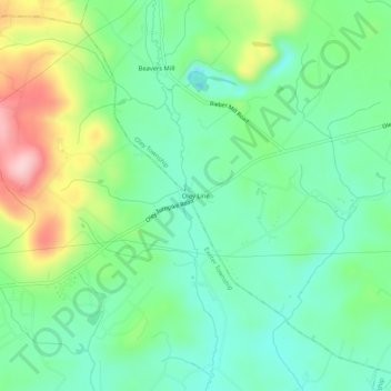 Topografische Karte Oley Line, Höhe, Relief