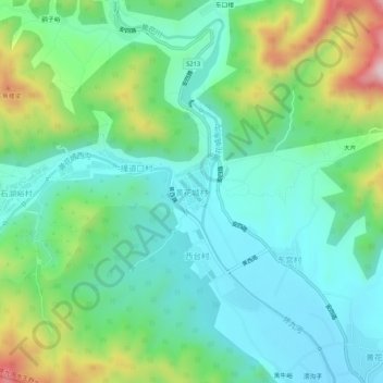 Topografische Karte 黄花城村, Höhe, Relief