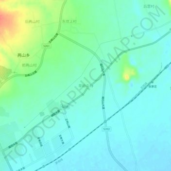 Topografische Karte 草粮屯村, Höhe, Relief