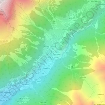 Topografische Karte Veyne, Höhe, Relief