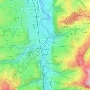 Topografische Karte Dietfurt, Höhe, Relief