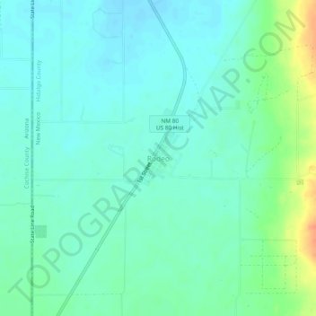 Topografische Karte Rodeo, Höhe, Relief