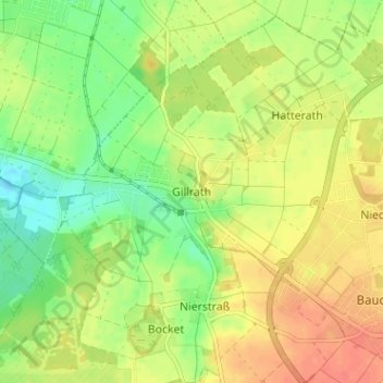 Topografische Karte Gillrath, Höhe, Relief