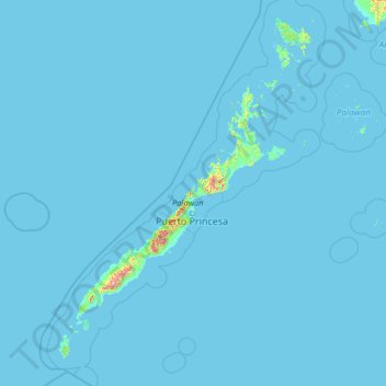 Topografische Karte Palawan, Höhe, Relief