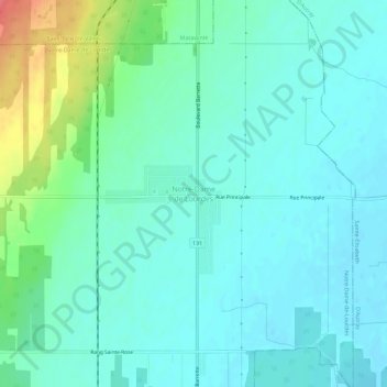 Topografische Karte Notre-Dame de Lourdes, Höhe, Relief