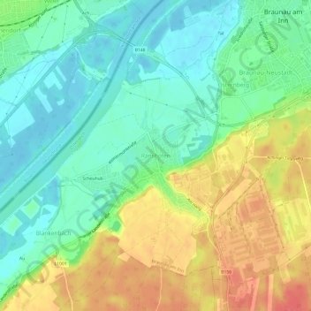 Topografische Karte Ranshofen, Höhe, Relief