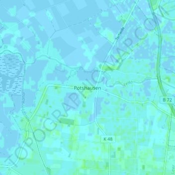 Topografische Karte Potshausen, Höhe, Relief