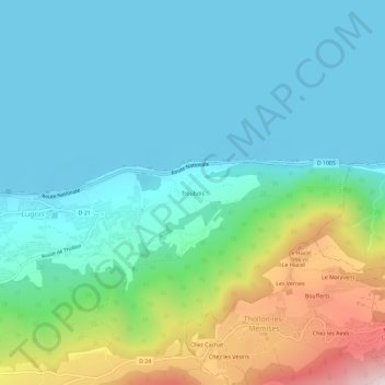 Topografische Karte Troubois, Höhe, Relief
