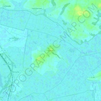 Topografische Karte Voutron, Höhe, Relief