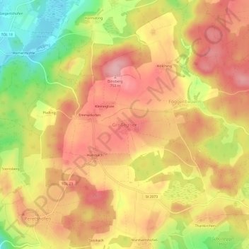 Topografische Karte Großeglsee, Höhe, Relief