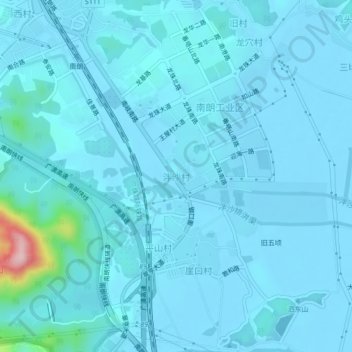 Topografische Karte 泮沙村, Höhe, Relief