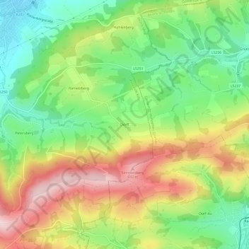 Topografische Karte Dörfl, Höhe, Relief