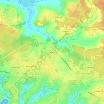 Topografische Karte Beaulieu, Höhe, Relief