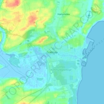 Topografische Karte Grenaa, Höhe, Relief