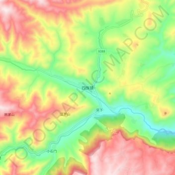 Topografische Karte 四族镇, Höhe, Relief
