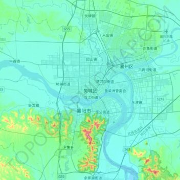 Topografische Karte 樊城区, Höhe, Relief