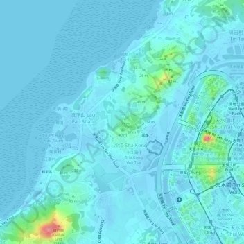 Topografische Karte 籮地, Höhe, Relief