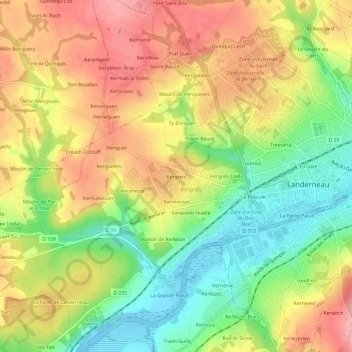 Topografische Karte Kergreis, Höhe, Relief