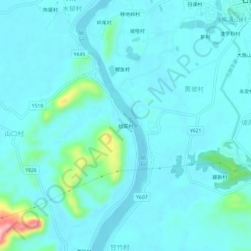 Topografische Karte 结菜村, Höhe, Relief