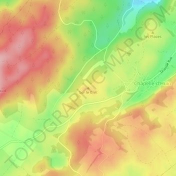 Topografische Karte Sur le Crêt, Höhe, Relief