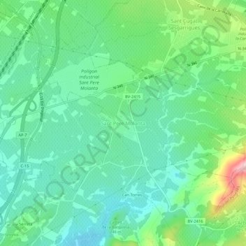 Topografische Karte Sant Pere Molanta, Höhe, Relief
